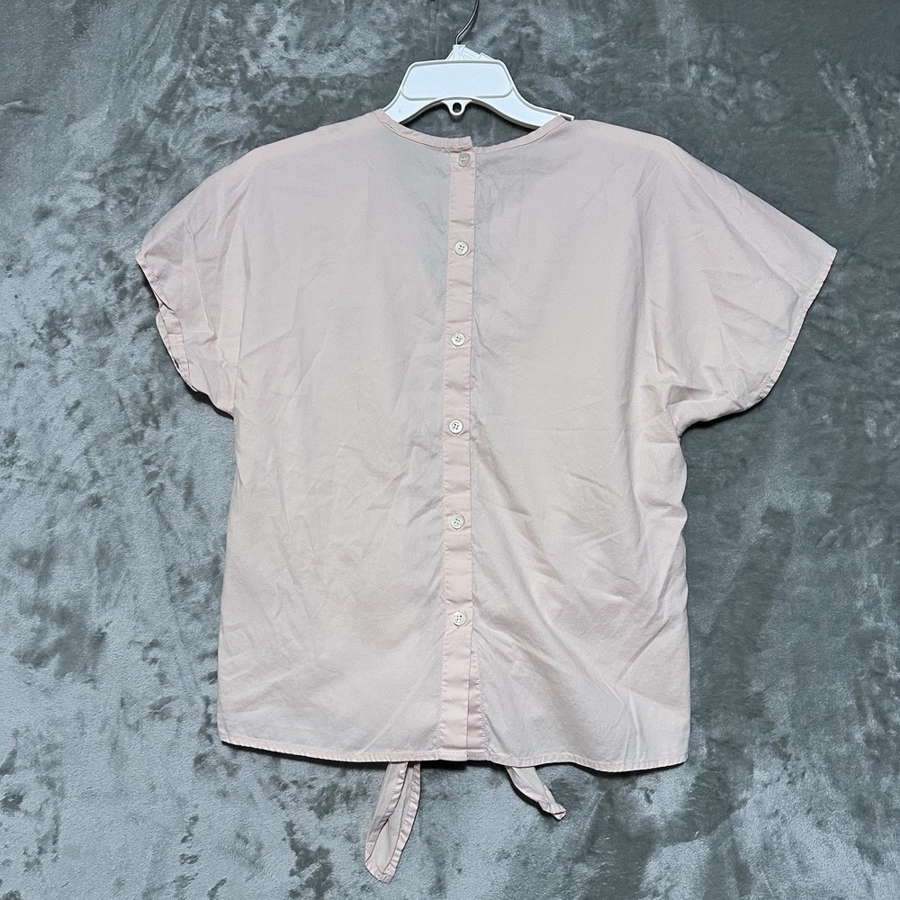 J Crew Tie Front Button Back Blouse Womens Sz S Pink Cottagecore Romantic Preppy - Picture 2 of 9